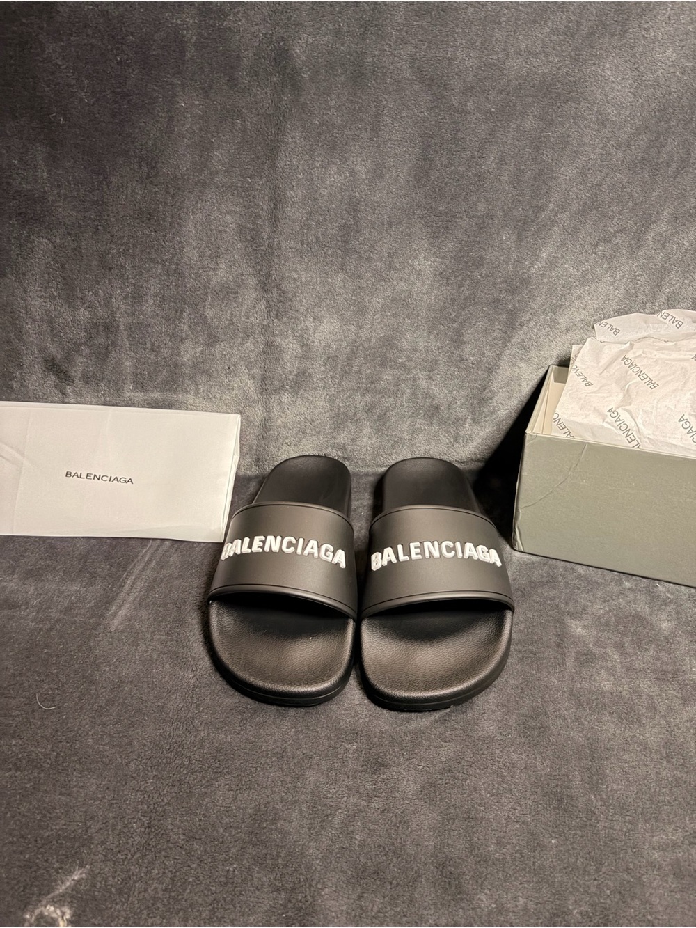 Balenciaga Black Logo Slide Sandals